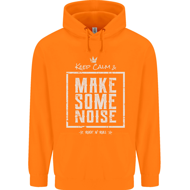 Rock n Roll Keep Calm & Make Some Noise Childrens Kids Hoodie Orange