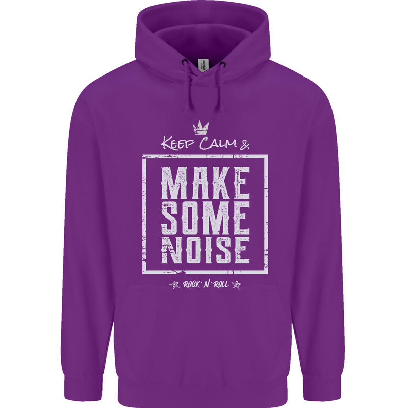 Rock n Roll Keep Calm & Make Some Noise Childrens Kids Hoodie Purple