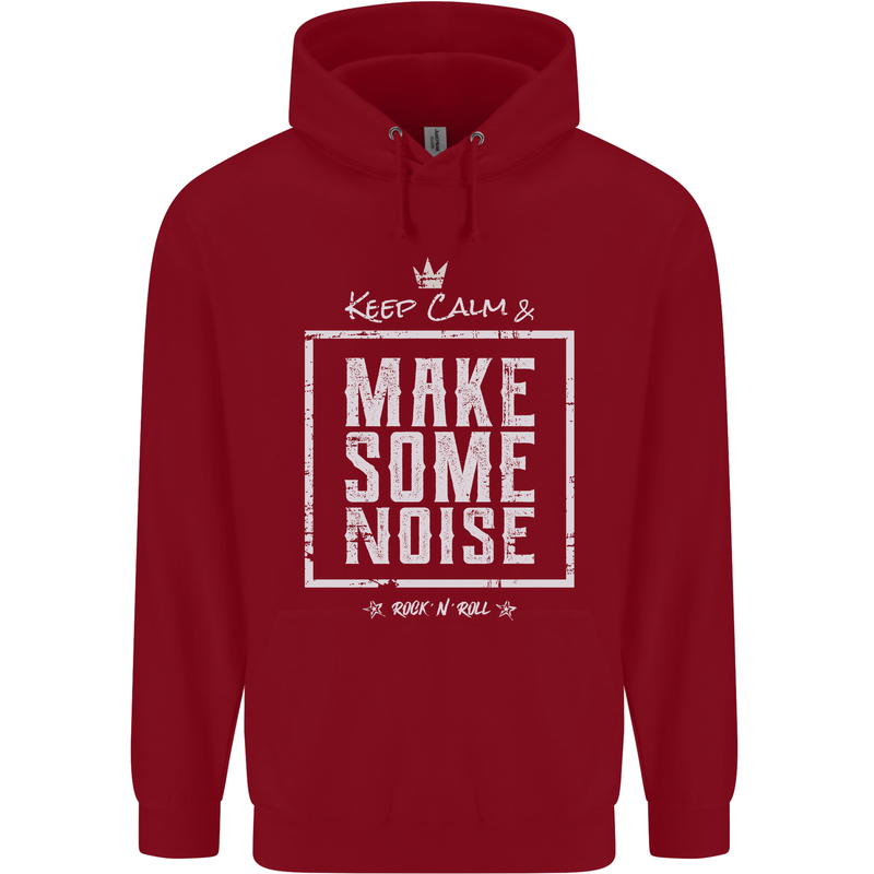 Rock n Roll Keep Calm & Make Some Noise Childrens Kids Hoodie Red