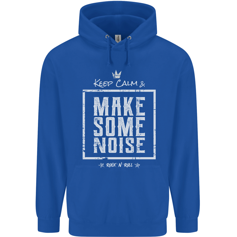 Rock n Roll Keep Calm & Make Some Noise Childrens Kids Hoodie Royal Blue