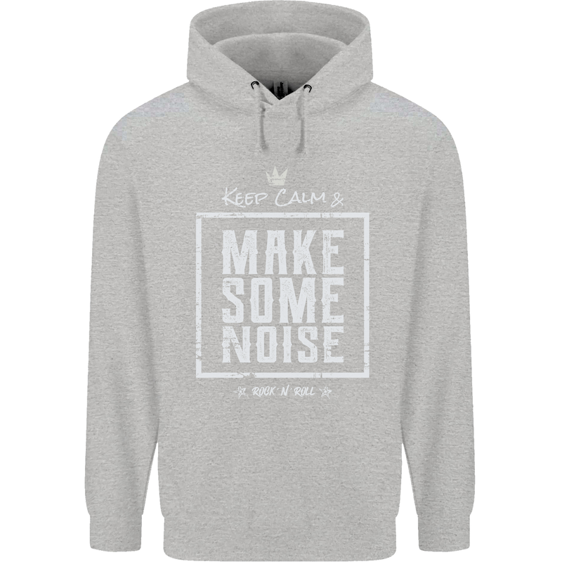 Rock n Roll Keep Calm & Make Some Noise Childrens Kids Hoodie Sports Grey