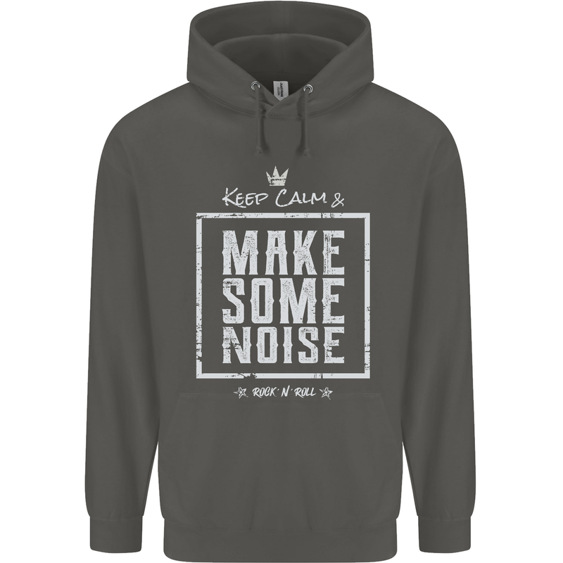 Rock n Roll Keep Calm & Make Some Noise Childrens Kids Hoodie Storm Grey