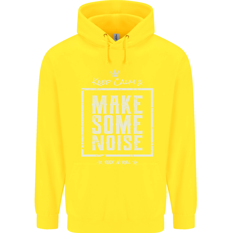 Rock n Roll Keep Calm & Make Some Noise Childrens Kids Hoodie Yellow