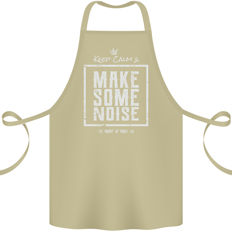 Rock n Roll Keep Calm & Make Some Noise Cotton Apron 100% Organic Khaki
