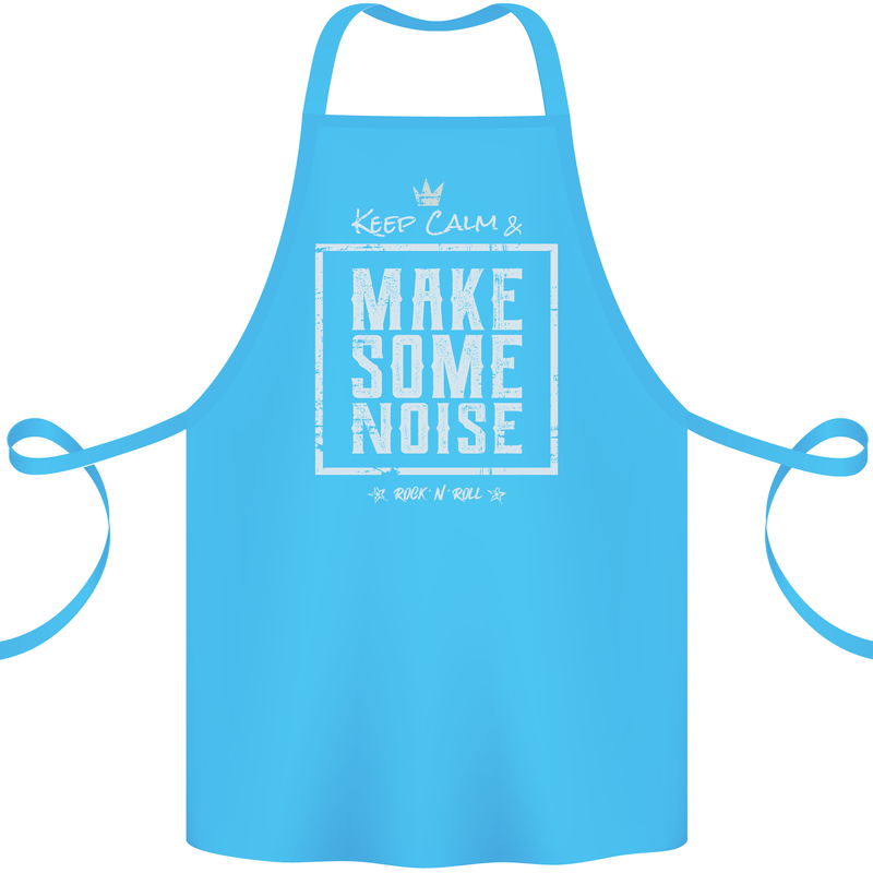 Rock n Roll Keep Calm & Make Some Noise Cotton Apron 100% Organic Turquoise