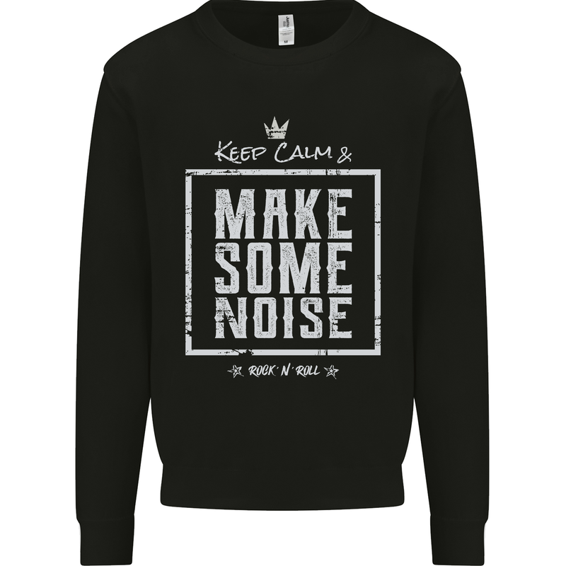 Rock n Roll Keep Calm & Make Some Noise Kids Sweatshirt Jumper Black