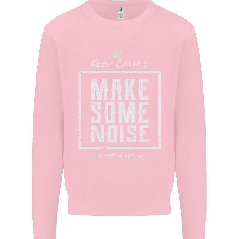 Rock n Roll Keep Calm & Make Some Noise Kids Sweatshirt Jumper Light Pink