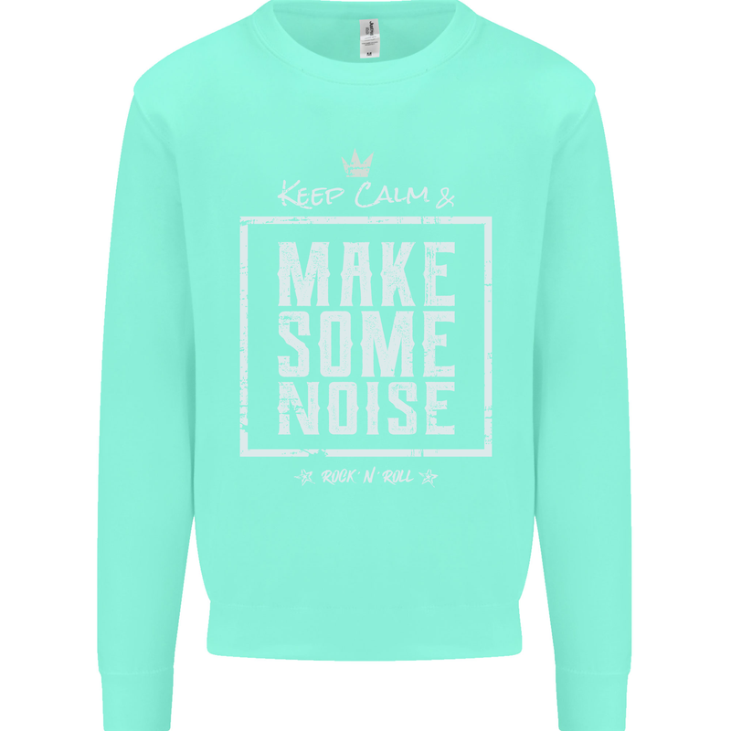 Rock n Roll Keep Calm & Make Some Noise Kids Sweatshirt Jumper Peppermint