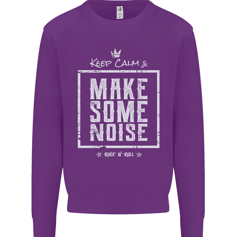 Rock n Roll Keep Calm & Make Some Noise Kids Sweatshirt Jumper Purple