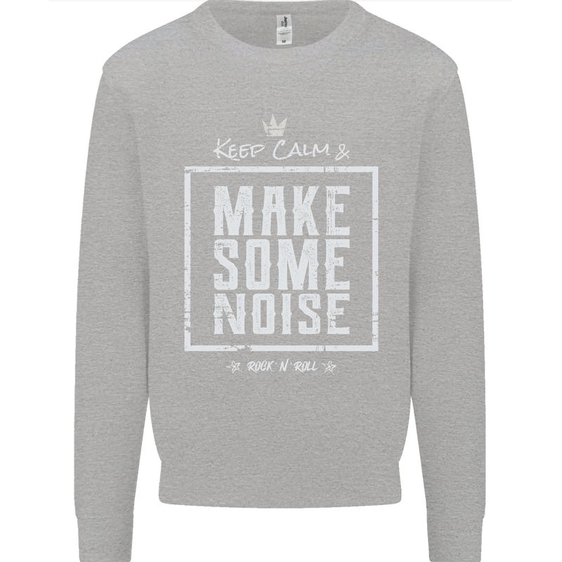 Rock n Roll Keep Calm & Make Some Noise Kids Sweatshirt Jumper Sports Grey