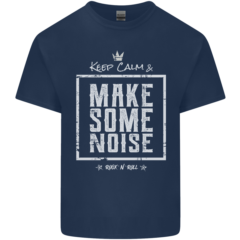 Rock n Roll Keep Calm & Make Some Noise Kids T-Shirt Childrens Navy Blue