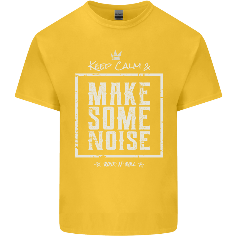 Rock n Roll Keep Calm & Make Some Noise Kids T-Shirt Childrens Yellow