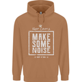 Rock n Roll Keep Calm & Make Some Noise Mens 80% Cotton Hoodie Caramel Latte