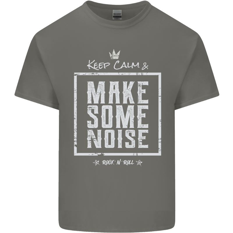 Rock n Roll Keep Calm & Make Some Noise Mens Cotton T-Shirt Tee Top Charcoal