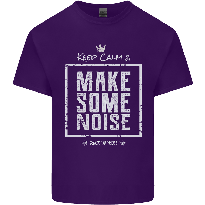 Rock n Roll Keep Calm & Make Some Noise Mens Cotton T-Shirt Tee Top Purple