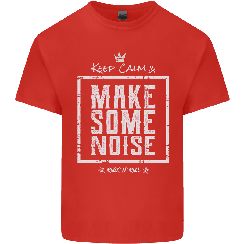 Rock n Roll Keep Calm & Make Some Noise Mens Cotton T-Shirt Tee Top Red