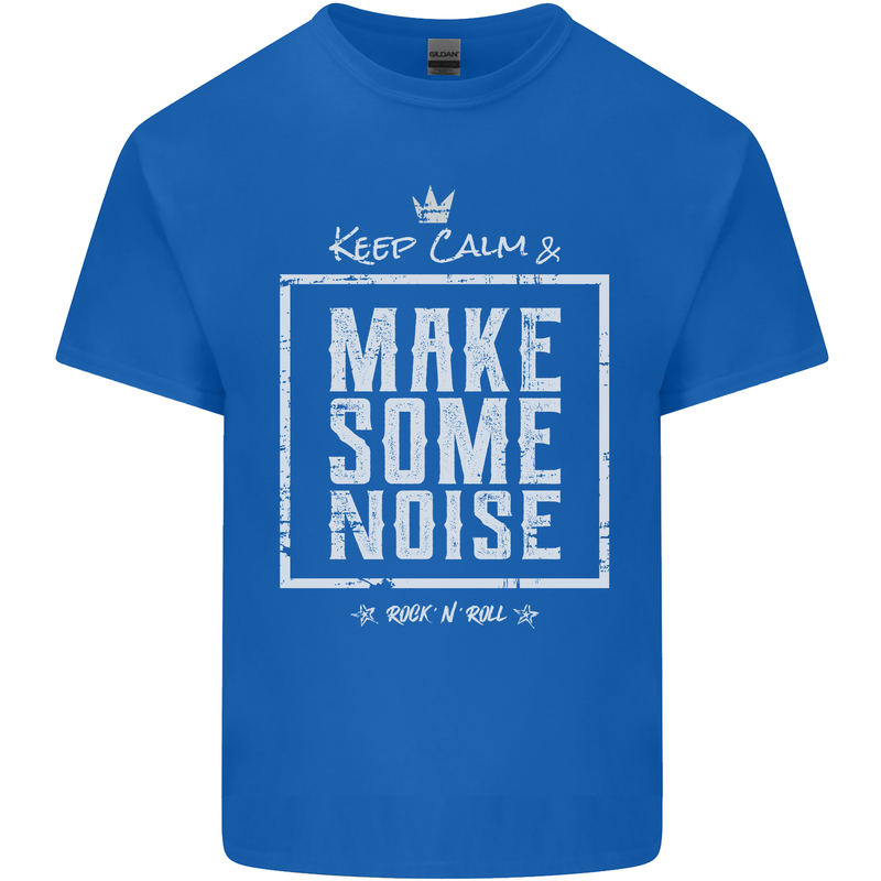 Rock n Roll Keep Calm & Make Some Noise Mens Cotton T-Shirt Tee Top Royal Blue