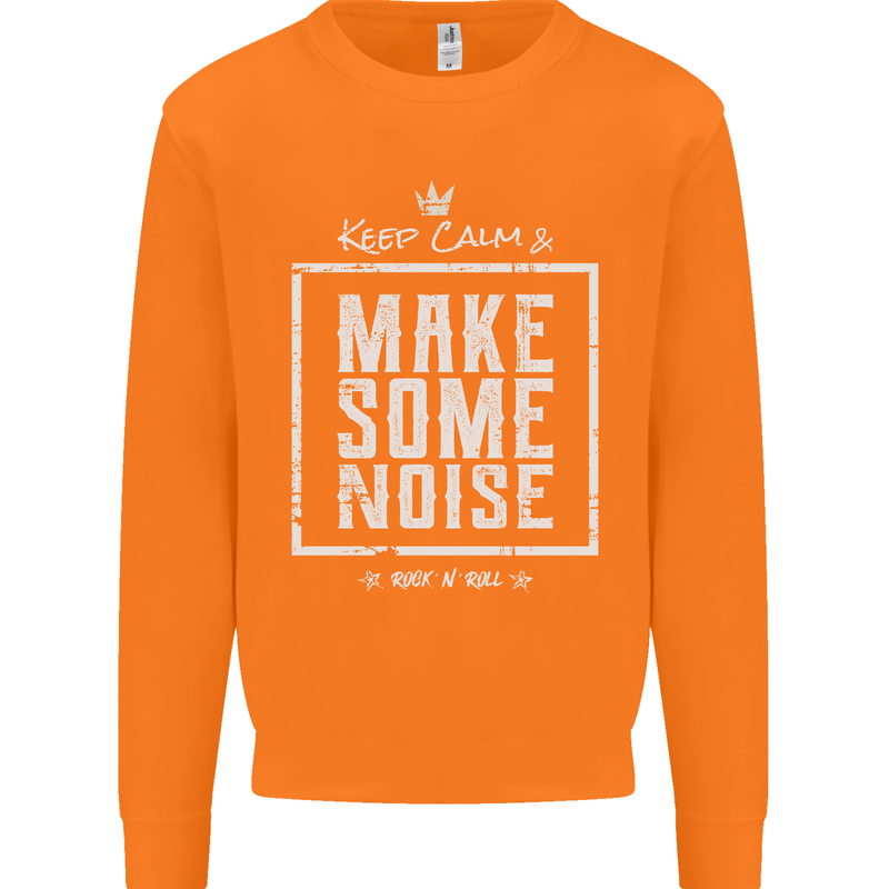 Rock n Roll Keep Calm & Make Some Noise Mens Sweatshirt Jumper Orange