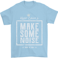 Rock n Roll Keep Calm & Make Some Noise Mens T-Shirt 100% Cotton Light Blue