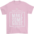 Rock n Roll Keep Calm & Make Some Noise Mens T-Shirt 100% Cotton Light Pink