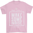 Rock n Roll Keep Calm & Make Some Noise Mens T-Shirt 100% Cotton Light Pink