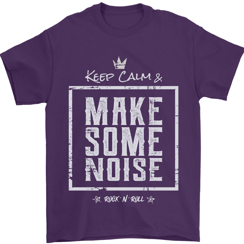 Rock n Roll Keep Calm & Make Some Noise Mens T-Shirt 100% Cotton Purple