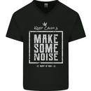 Rock n Roll Keep Calm & Make Some Noise Mens V-Neck Cotton T-Shirt Black