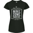 Rock n Roll Keep Calm & Make Some Noise Womens Petite Cut T-Shirt Black