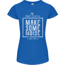 Rock n Roll Keep Calm & Make Some Noise Womens Petite Cut T-Shirt Royal Blue