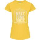 Rock n Roll Keep Calm & Make Some Noise Womens Petite Cut T-Shirt Yellow