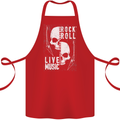 Rock n Roll Live Music Skull Guitar Cotton Apron 100% Organic Red