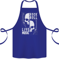 Rock n Roll Live Music Skull Guitar Cotton Apron 100% Organic Royal Blue