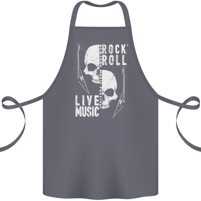 Rock n Roll Live Music Skull Guitar Cotton Apron 100% Organic Steel