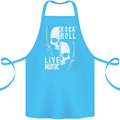 Rock n Roll Live Music Skull Guitar Cotton Apron 100% Organic Turquoise