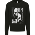 Rock n Roll Live Music Skull Guitar Kids Sweatshirt Jumper Black