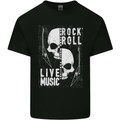 Rock n Roll Live Music Skull Guitar Kids T-Shirt Childrens Black
