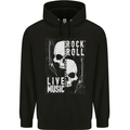 Rock n Roll Live Music Skull Guitar Mens 80% Cotton Hoodie Black