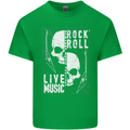 Rock n Roll Live Music Skull Guitar Mens Cotton T-Shirt Tee Top Irish Green