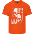 Rock n Roll Live Music Skull Guitar Mens Cotton T-Shirt Tee Top Orange