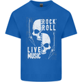 Rock n Roll Live Music Skull Guitar Mens Cotton T-Shirt Tee Top Royal Blue