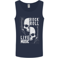 Rock n Roll Live Music Skull Guitar Mens Vest Tank Top Navy Blue