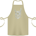 Rock n Roll Music Salute Skull Biker Gothic Cotton Apron 100% Organic Khaki
