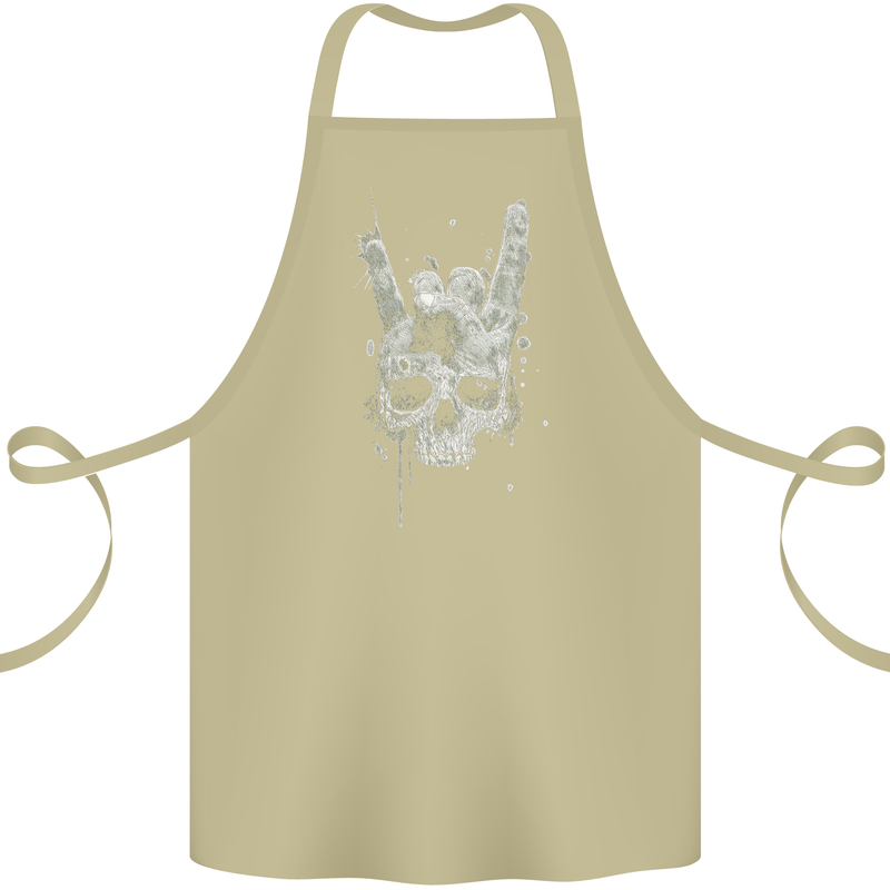 Rock n Roll Music Salute Skull Biker Gothic Cotton Apron 100% Organic Khaki