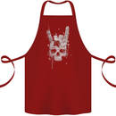 Rock n Roll Music Salute Skull Biker Gothic Cotton Apron 100% Organic Maroon
