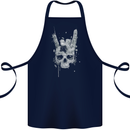 Rock n Roll Music Salute Skull Biker Gothic Cotton Apron 100% Organic Navy Blue
