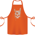 Rock n Roll Music Salute Skull Biker Gothic Cotton Apron 100% Organic Orange