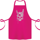 Rock n Roll Music Salute Skull Biker Gothic Cotton Apron 100% Organic Pink