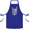 Rock n Roll Music Salute Skull Biker Gothic Cotton Apron 100% Organic Royal Blue