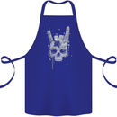 Rock n Roll Music Salute Skull Biker Gothic Cotton Apron 100% Organic Royal Blue