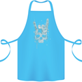 Rock n Roll Music Salute Skull Biker Gothic Cotton Apron 100% Organic Turquoise
